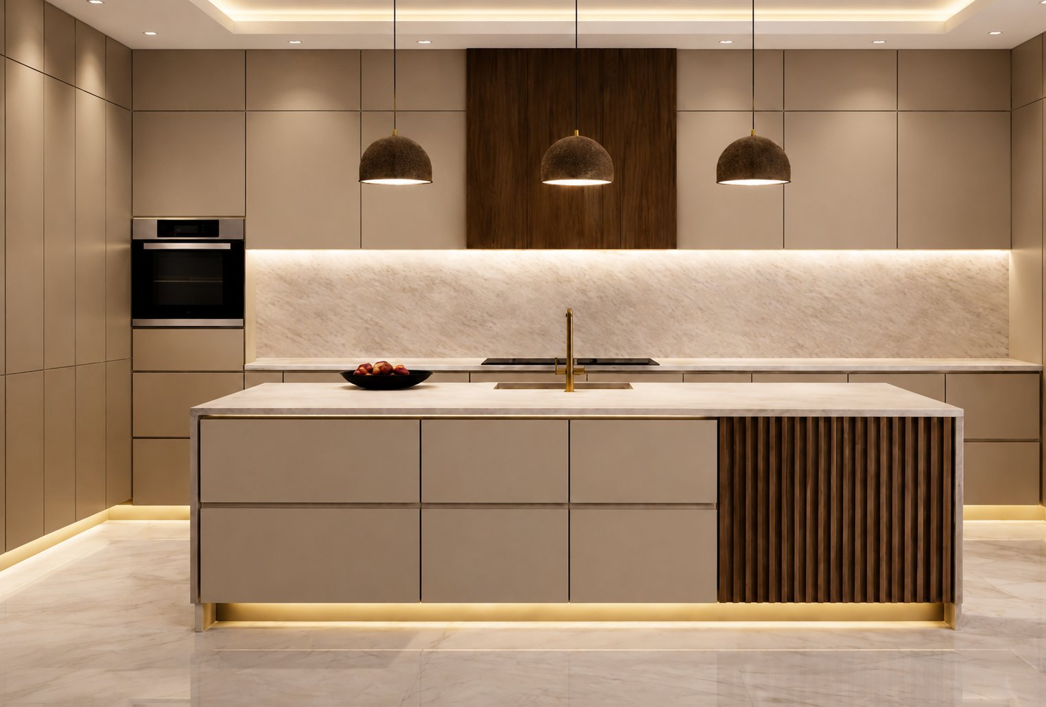 Beige Minimal Luxe Kitchen — Kitchen, Zumax